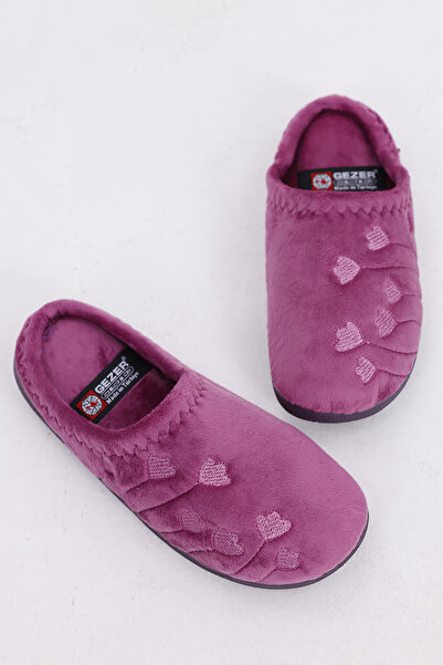 GEZER Yumuşacık İç Astarlı Nakış Motifli Kadın Terlik Kapalı Düz Tabanlı Şık Model