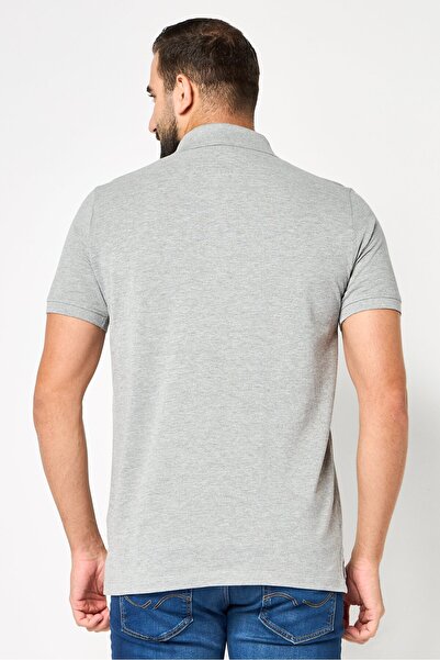 Cerruti 1881 Men Regular Fit Embroidered Logo Short Sleeve Polo Shirt, Grey