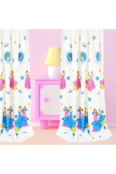 OEM Set of 2 curtains with drapes, 2x170x250 cm, princess pattern, multicolor