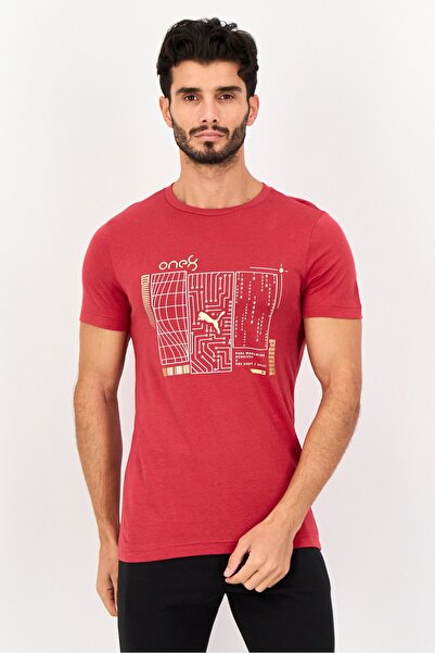 Puma x One8 Men Slim Fit Short Sleeve Outdoor T-Shirt, Red