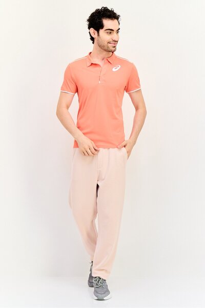 Asics Men Sportswear Short Sleeve Training Polo Shirt, Coral