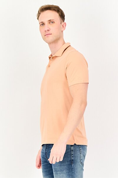 Kenneth Cole Men Regular Fit Plain Short Sleeve Polo Shirt, Coral