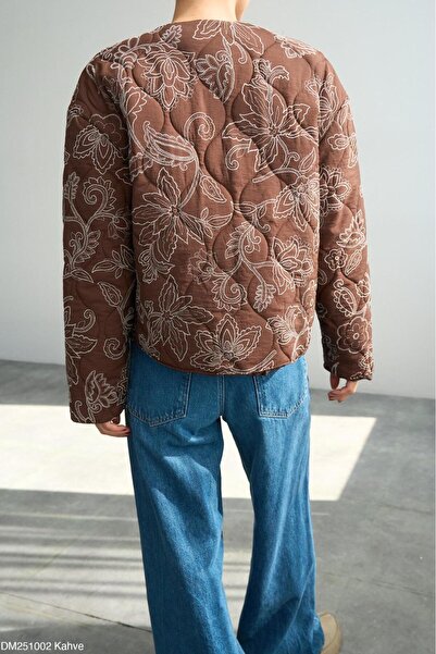 CADDELAMODA Γυναικείο Καπιτονέ Παλτό με Κέντημα