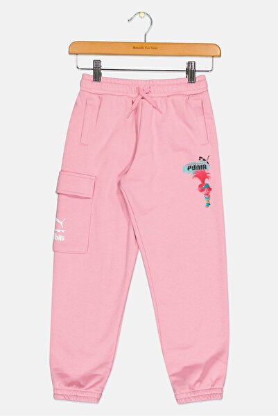 Puma بنطال رياضي مناسب للأنشطة الخارجية للبنات من ترولز كيدز، وردي