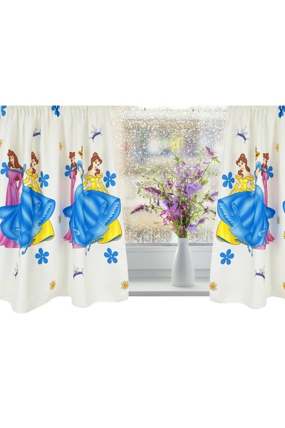OEM Set of 2 curtains with drapes, 2x115x100 cm, princess pattern, multicolor