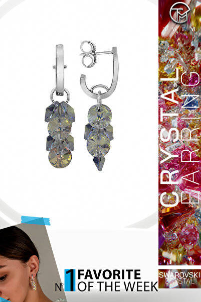 Twem Silver أقراط جان سالكيم مرصعة بحجر الزركونيا والكريستال من سواروفسكي |  ...