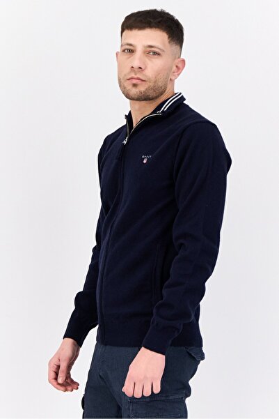 Gant Men High Neck Long Sleeves Brand Logo Sweatshirts, Navy