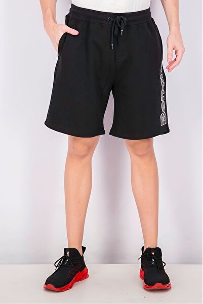 BENCH Men Drawstring Printed Basic Shorts, Black