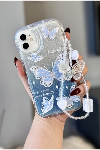 MİRAZ TASARIM IPHONE 11 KELEBEK CHARMLI İPLİ SİM FİLMLİ ŞEFFAF KILIF