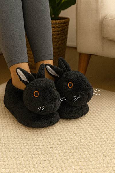 ALB TERLİK AYAKKABI SAN. TİC. LTD. ŞTİ. Sevimli Tavşan Panduf - Peluş, Kadın, Unisex & Erkek Ev Terliği Panduf, Yumuşacık Kışlık Ev Terliği