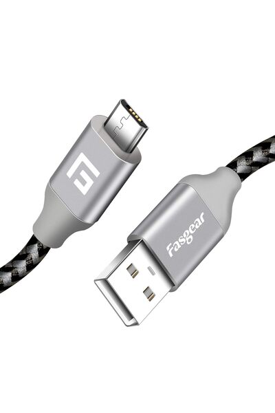 Fasgear Nylon-Braided Micro USB Charging Cable with Metal Connector — Compati...