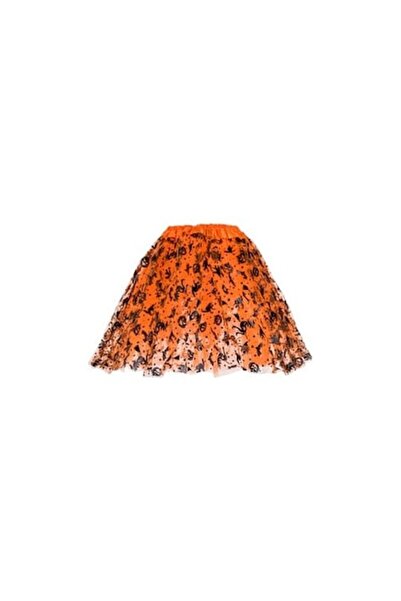 OEM Kids Halloween Costume Skirt – Orange Tutu with Pumpkins, Bats and Witches