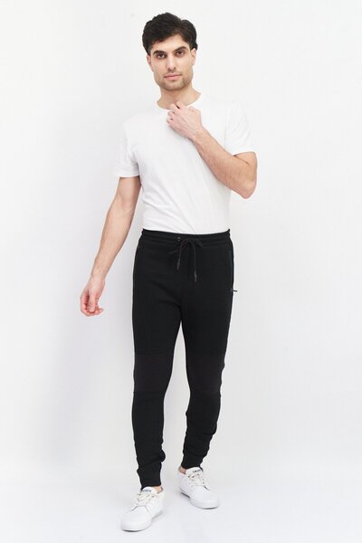 Burnside Men Modern Fit Drawstring Plain Pull On Jogger Pant, Black