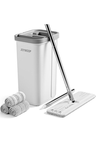 Other JOYMOOP Flat Mop & Bucket Set - 60" Mop with 3 Reusable Microfiber Pads (White, Bucket #13)