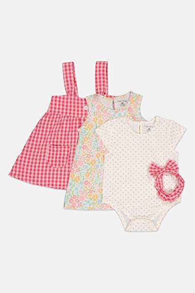 English Laundry Toddlers Girl 4 Pieces Dress ,Romper and Headband Set, Multicolor