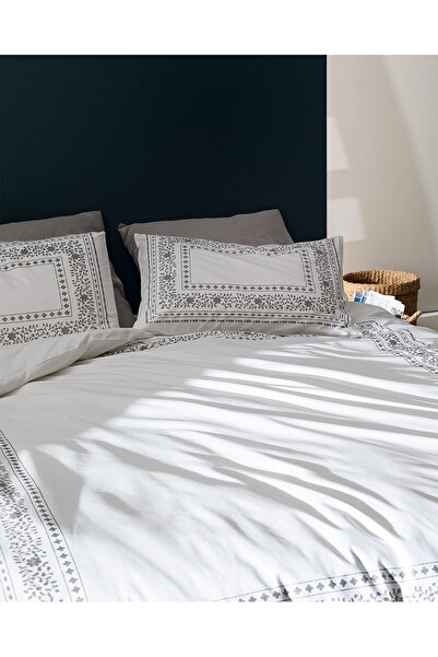 Madame Coco Arber Çift Kişilik %100 Pamuk Nevresim Takımı - Gri