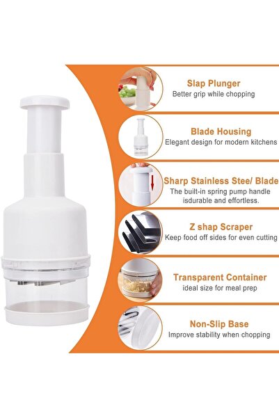 Generic Food Chopper, Multifunctional Manual Vegetable and Fruit Chopper, Easy Squeeze with Non-slip Base