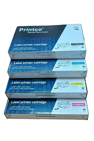 Printco عبوة حبر متوافقة 117A لطابعات HP Color Laser MFP (أسود سماوي أصفر أرجواني، عبوة من 4 قطع)