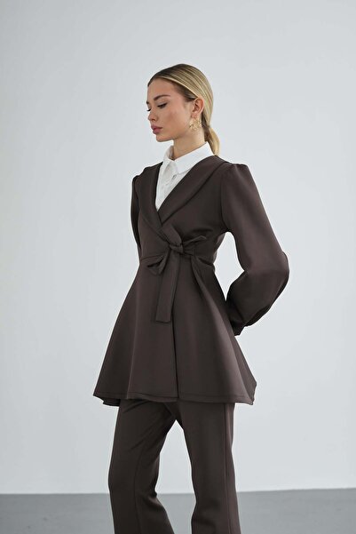 Molly Nelly Women's Side Tie Scuba Hijab Blouse Pants Set