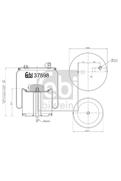 FEBI BILSTEIN Burduf Suspensie Pneumatica Axa Spate Dreapta Renault Trucks Ma...
