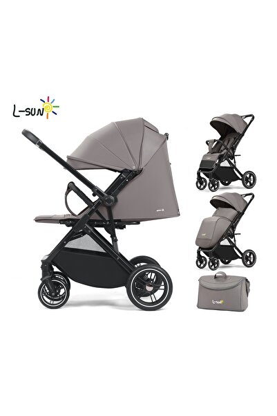 L-Sun Children's Sports Stroller, Folding Trolley, Adjustable Backrest with Sleeping Position, Cover and Bag