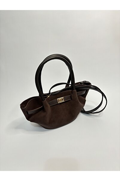 Beshora حقيبة كتف وحقيبة يد نسائية من جلد الغزال البني المر من ماغنوليا