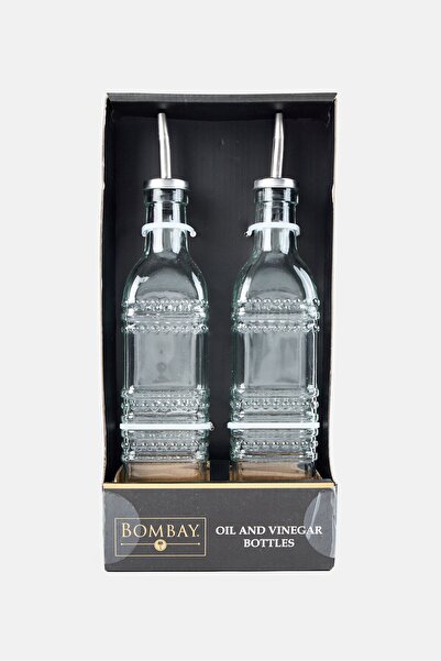 Bombay زجاجات زيت وخل، شفافة، قطعتين