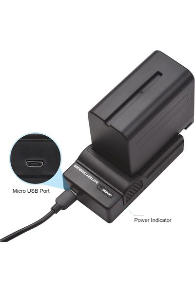 EACAM Camera Battery & Charger Set, 7.2V 7800mAh Rechargeable with USB Cable (Replacement for Sony N