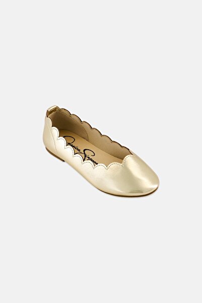 Jessica Simpson Kids Girl Amy Scallop Slip On Metallic Flats, Gold