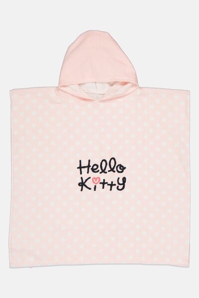 SANRIO Kids Girl Hello Kitty Hooded Poncho Bath Towel, Pink