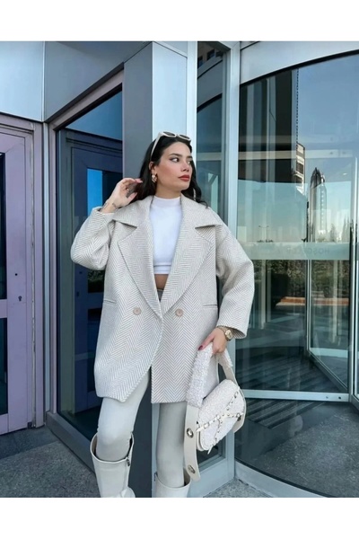 Sitilce Herringbone Beige Jacket