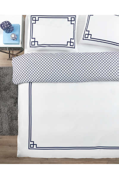 Madame Coco Alher Çift Kişilik %100 Pamuk Nevresim Takımı - Lacivert