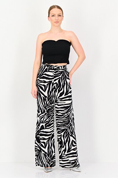 Happiness İstanbul Women Regular Fit Animal Print Palazzo Pants, Multicolor