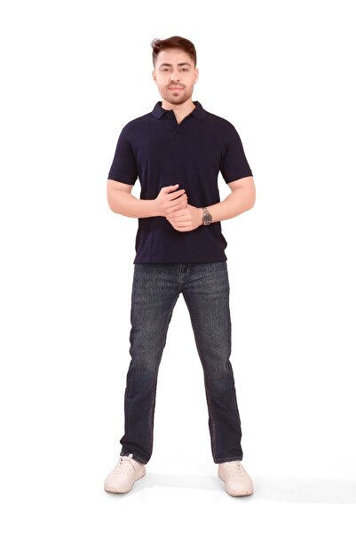 NuhStar Men's Classic Premium Cotton Short Sleeve Polo Shirt, Navy, Comfortable, Classic T-Shirt