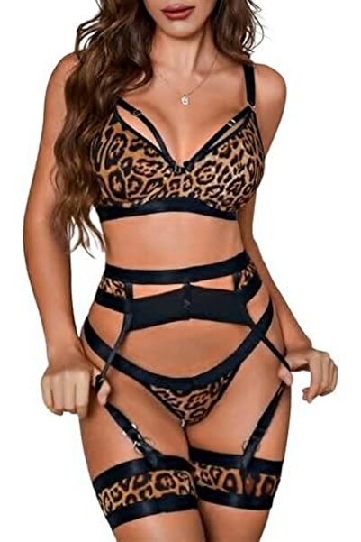 Margoun Women Lingerie Sets with Garter Belt 4 Pieces Lace Teddy Babydoll Bodysuit MG06