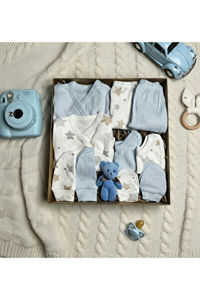 KAENCO 10 Parça Yeni Doğan Hastane Çıkışı & Hoş Geldin Erkek Bebek Seti (Hediye Kutulu&Ayıcıklı)–Babyshower