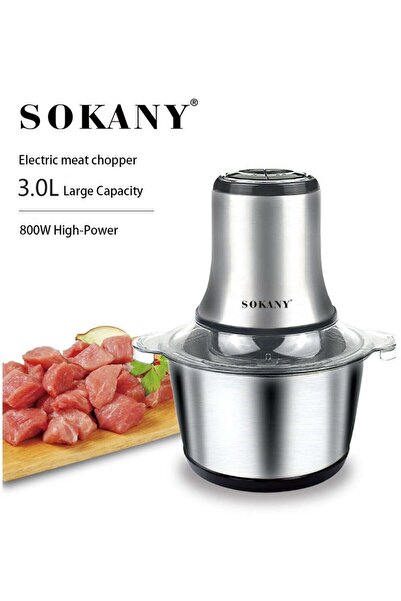 SOKANY مفرمة لحوم كهربائية، محضرة طعام من الفولاذ المقاوم للصدأ سعة 3 لتر، 80...