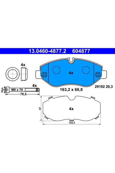 Ate Set Placute Frana,Frana Disc 13.0460-4877.2 Mercedes-Benz Eqv/Marco Polo ...