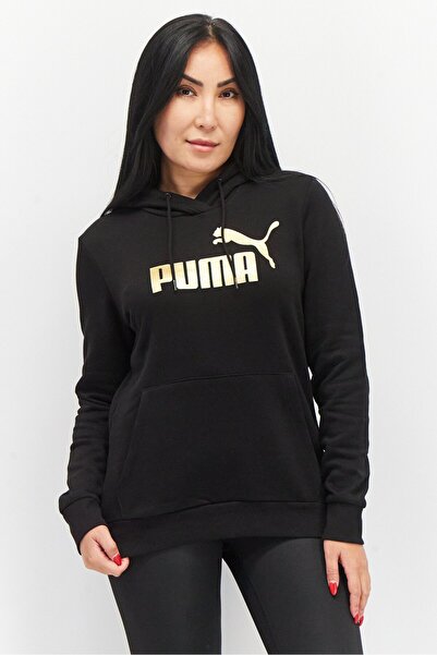 Puma Women Sportswear Fit Long Sleeve Hooded Training Sweatshirt, Black Combo