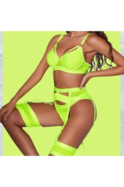 Margoun Women Lingerie Sets with Garter Belt 4 Pieces Lace Teddy Babydoll Bodysuit MG06