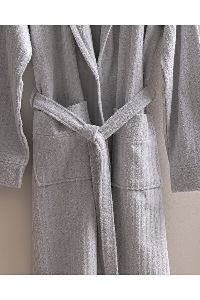 Madame Coco Derin Şalyaka %100 Pamuk Erkek Bornoz - Gri