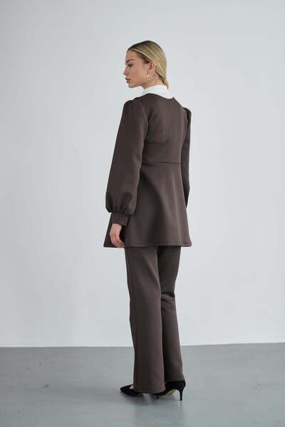 Molly Nelly Women's Side Tie Scuba Hijab Blouse Pants Set