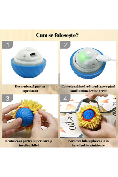 SELLERMANIAC Smart cat toy, With cover, Interactive, Motion sensor, USB charging