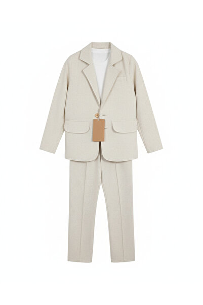 SONGÜLBERİK Boy's Teenage Natural Linen Suit (Organic)