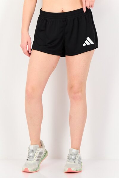 adidas شورت تدريب رياضي نسائي بشعار العلامة التجارية، أسود