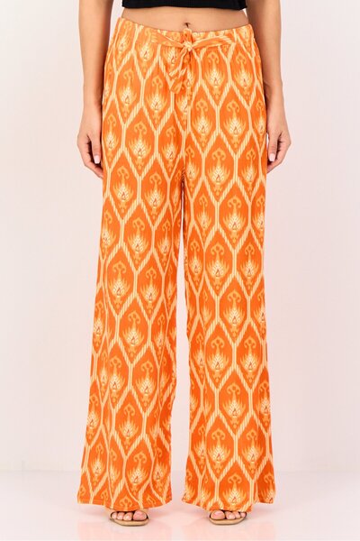 Happiness İstanbul Women Regular Fit Allover Print Wide Leg Pants, Multicolor