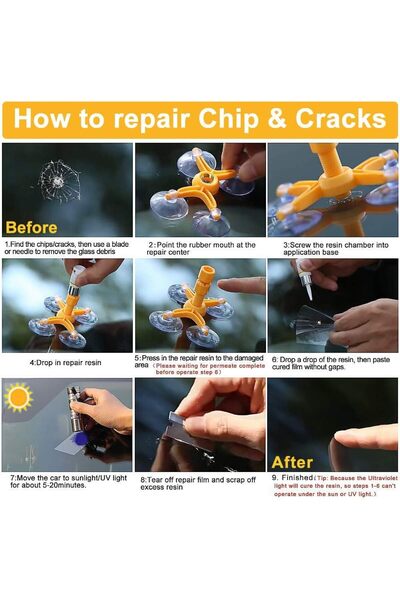 MYWORLD Windshield Repair Kit, DIY Car Windshield Glass Repair Tool for Repair Windshield