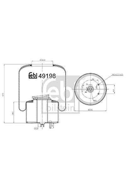 FEBI BILSTEIN Burduf Suspensie Pneumatica Punte Fata Volvo 7300/8500/8700