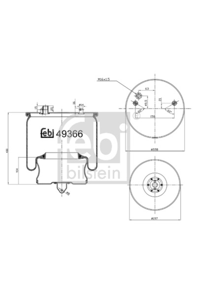 FEBI BILSTEIN Burduf Suspensie Pneumatica Puntea Spate Volvo 7300/8500/8700
