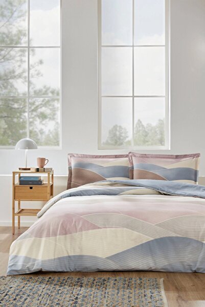 Özdilek M. Wave Çift Kişilik Çarşafı Lastikli Nevresim Takımı